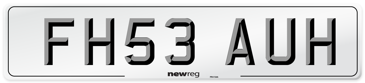 FH53 AUH Number Plate from New Reg